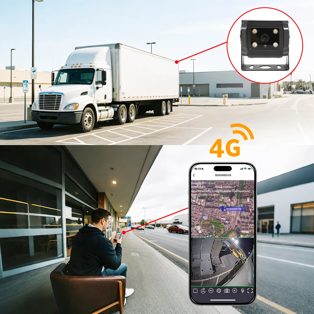 Carsanbo 4G AI Truck Camera 1080P H.265 Remote Video Real-time Moniting IR Night Vision with CMSV7 GPS Support SIM 512G TF Card
