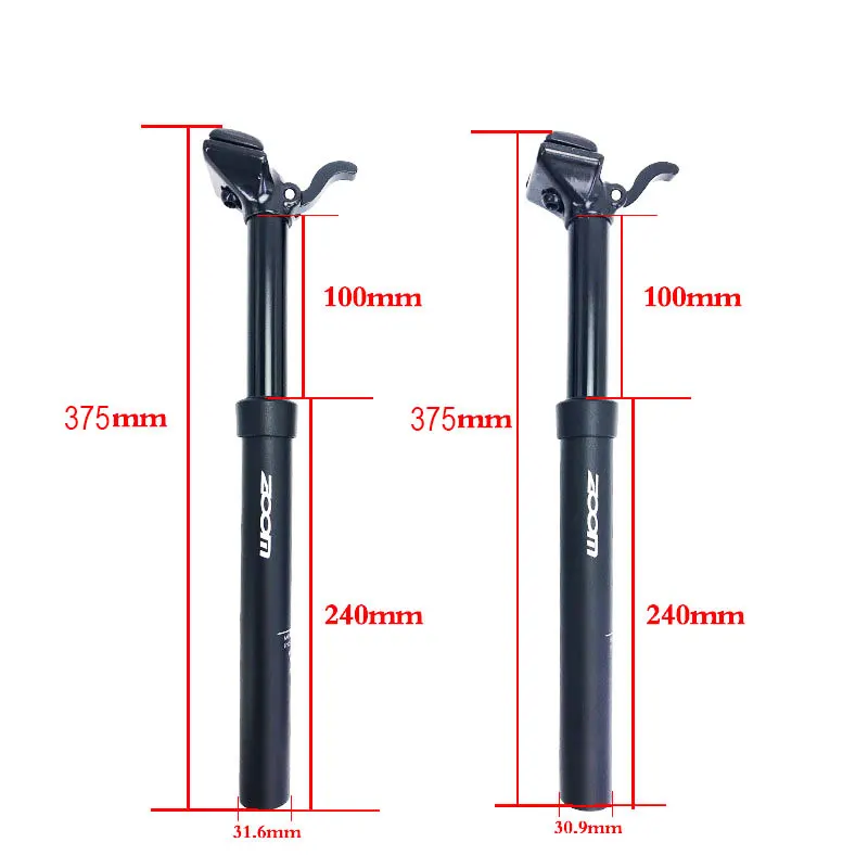 Zoom 30.9mm 31.6mm Hydraulic Hand Control Dropper SeatPost Height Adjustable Drop Seat Post Bike MTB 100mm Travel