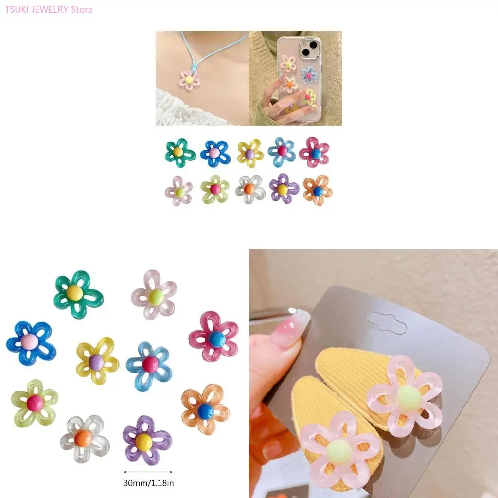 

62KE 100pcs Colorful Flower Pendants DIY Necklace Bracelet Earrings Setting Pendant
