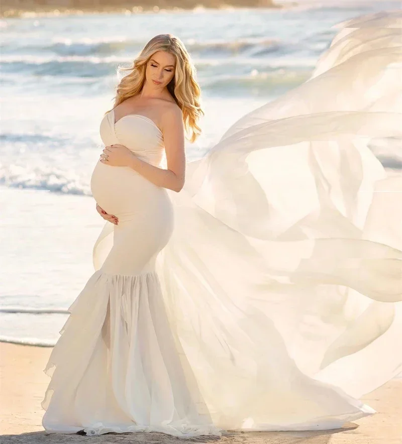 

Long Cape Maternity Photography Dress Pregnancy Photo Shoot Dress Fitting Baby Shower Dress