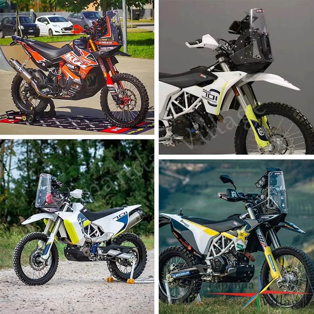 Motocross Adventure Dirt Bike Rally Clear Fairing Windshield For 450 RALLY REPLICA 701 BAJA 701 RALLY ENDURO 690 LED Headlight