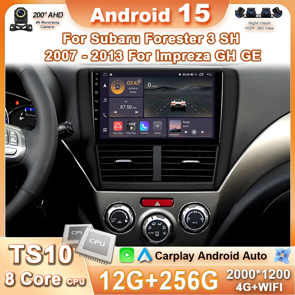 

Авто Android 15 для Subaru Impreza GH GE 2007 2008 2009 2010 2011, автомобильный радиоприемник, мультимедийный плеер, стерео Carplay, головное устройство 4G WiFi