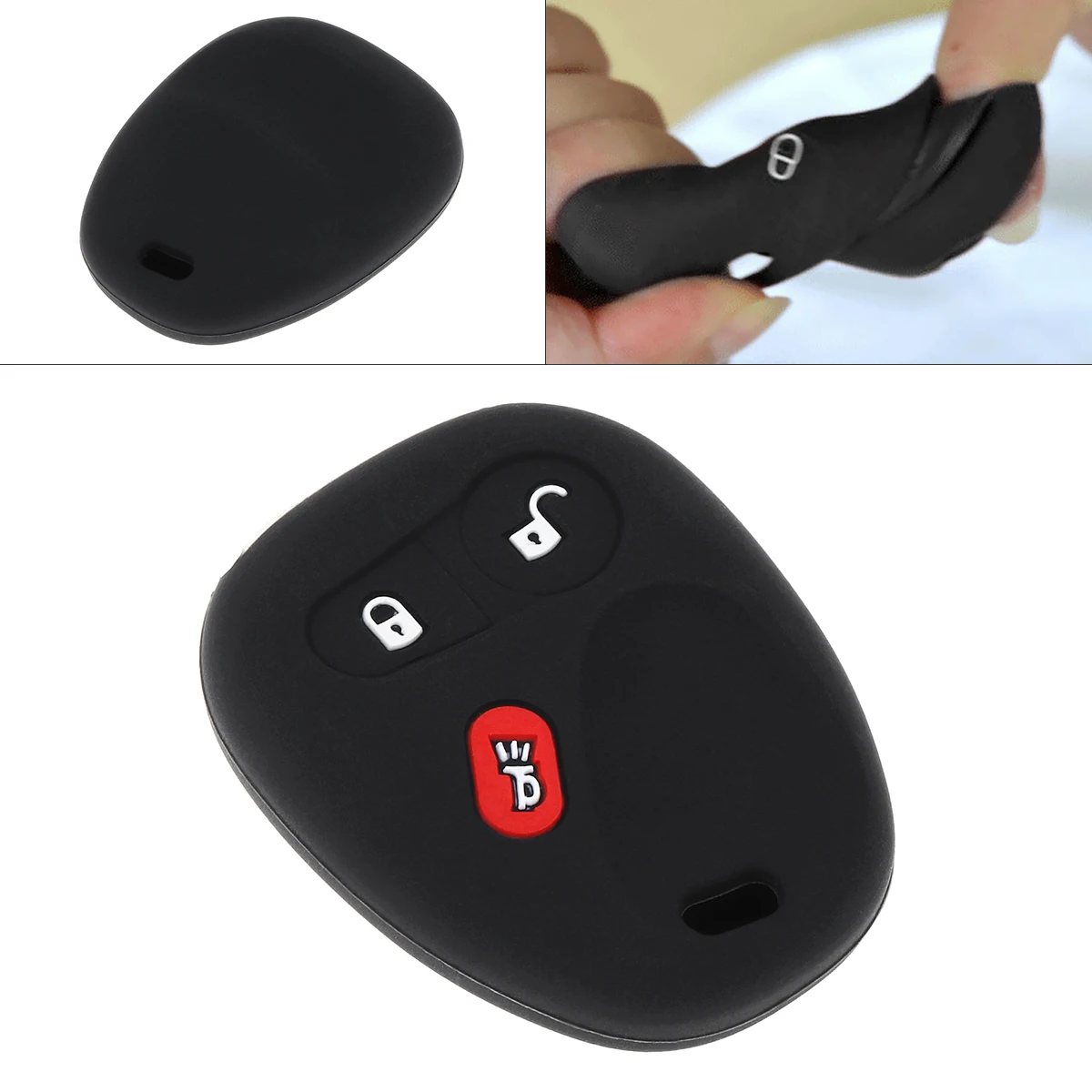 

3 Buttons Silicone Straight Plate Car Key Case Protector Holder Fit for Cadillac /Chevrolet/GMC/Hummer/Pontiac Torrent 2003-2007