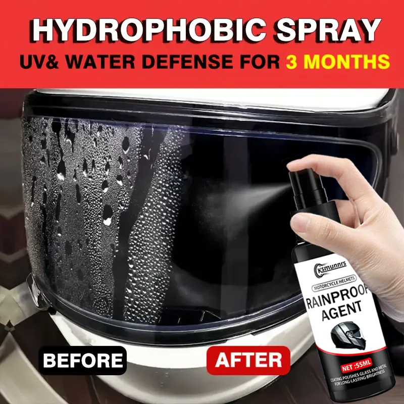 Universal Nano Rain Repellent Coating: Anti-fog for Motorcycle Helmets/Car Glass, Prevents Condensation, Boosts Rainy Visibility