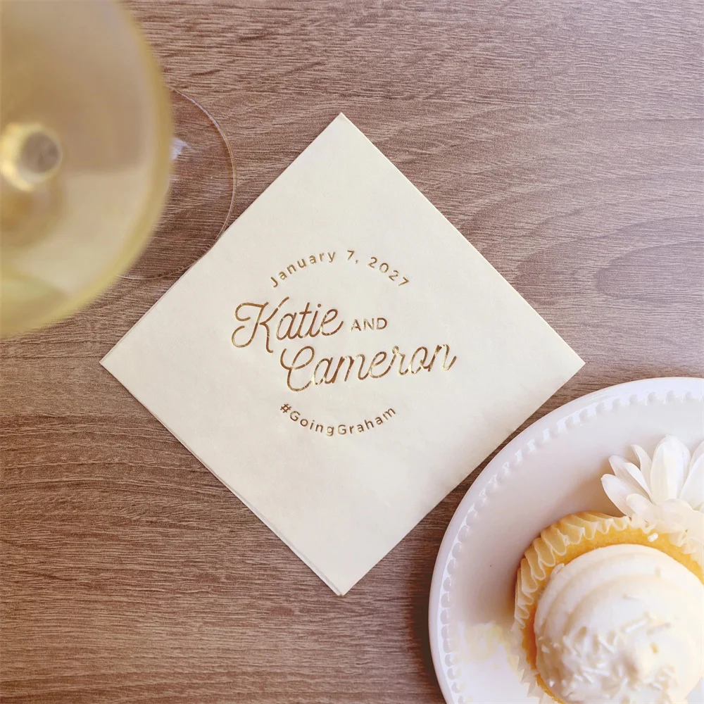 

50 персонализированных бриллиантовых салфеток-имена современного сценария-Коктейльная салфетка, салфетка с тиснением из фольги, украшение вечерние, свадебный душ