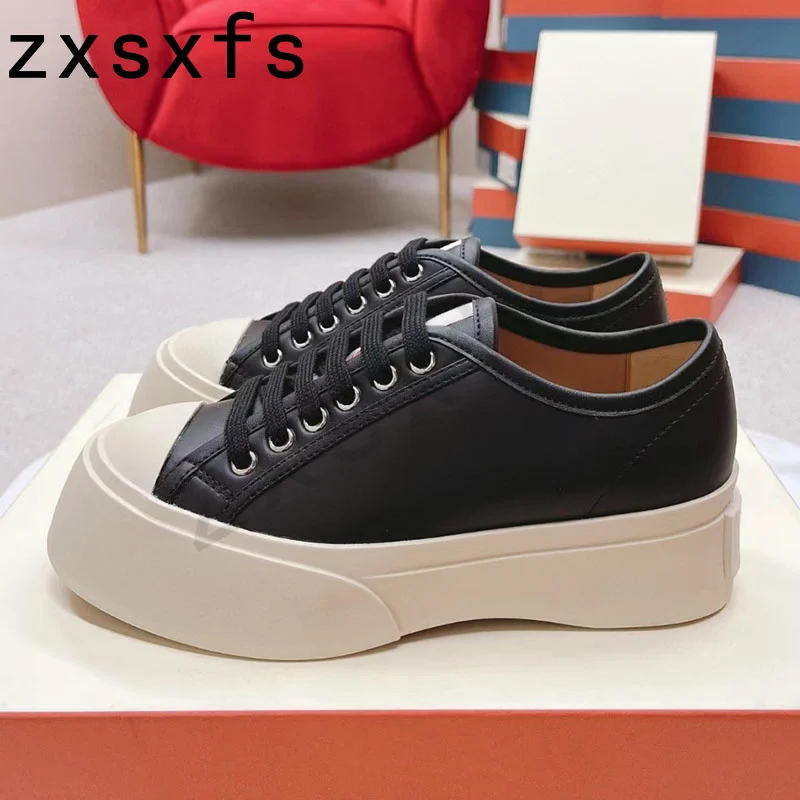 Candy colored thick soled casual real leather shoes student lace up casual shoes spring and autumn new women's shoes