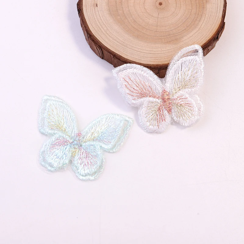 10PCS Colorful Butterfly Patches 5.5CM Double Layer Embroidered DIY Supplies Butterfly Patches for Clothing Sewing Accessories