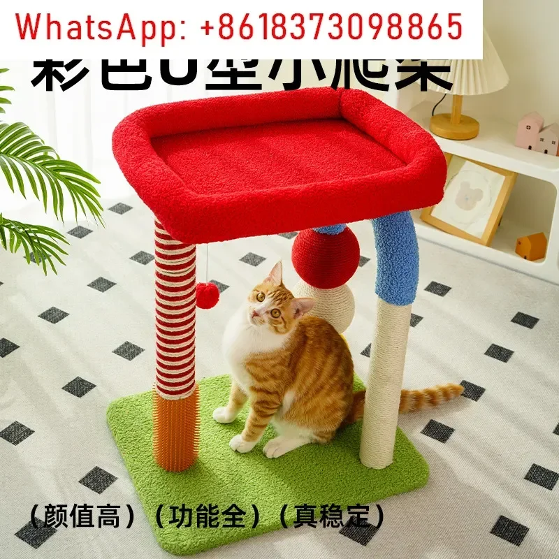 Spot goods Cat Climbing Frame with Jumping Platform Sisal Scratching Post and Plush Toy Combination Cat Nest