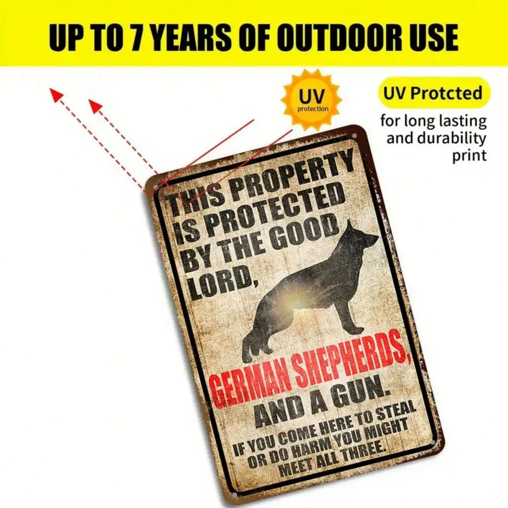 قطعة واحدة من لافتة القصدير الراعي الألماني - اقتباس تحذير قوي للكلاب، ديكور منزلي/خارجي، 8 × 12 بوصة/20 × 30 سم #4