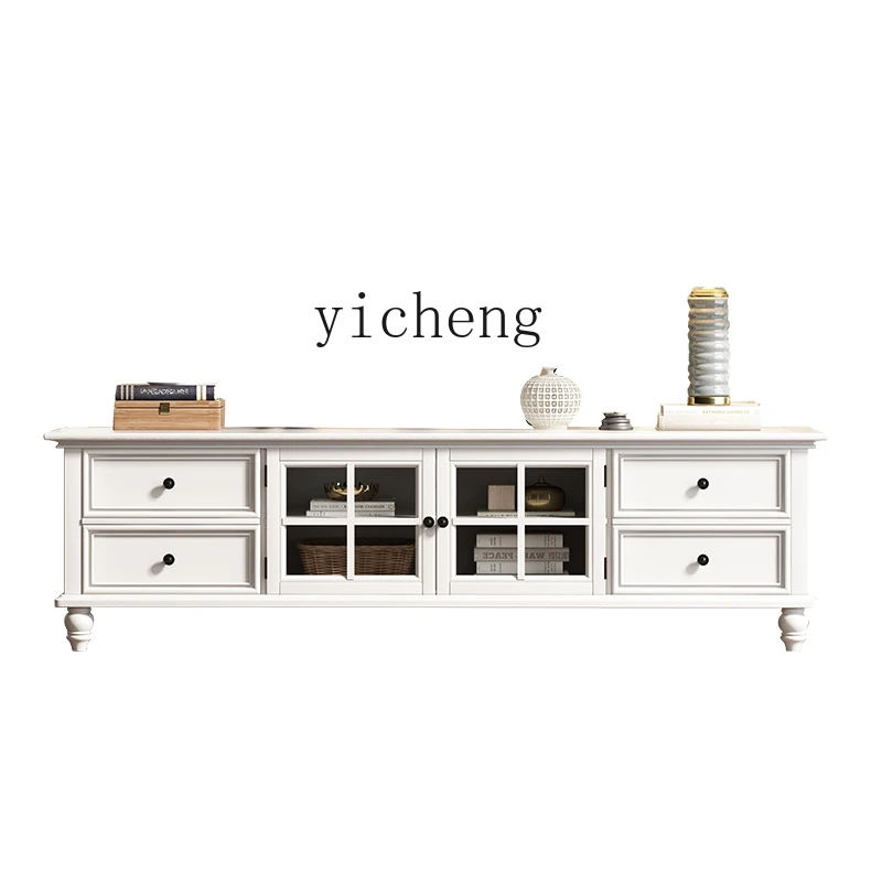 

Yy Cabinet Coffee Table TV Cabinet Combination Set Small Apartment White Wax Furniture