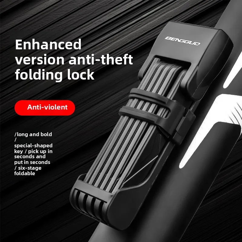 

1PCS Mountain Bike Lock 6-Fold Joint Lock ABS+Steel Motorcycle Electric Bike Lock Outdoor Cycling Security Duty Anti-Theft Lock