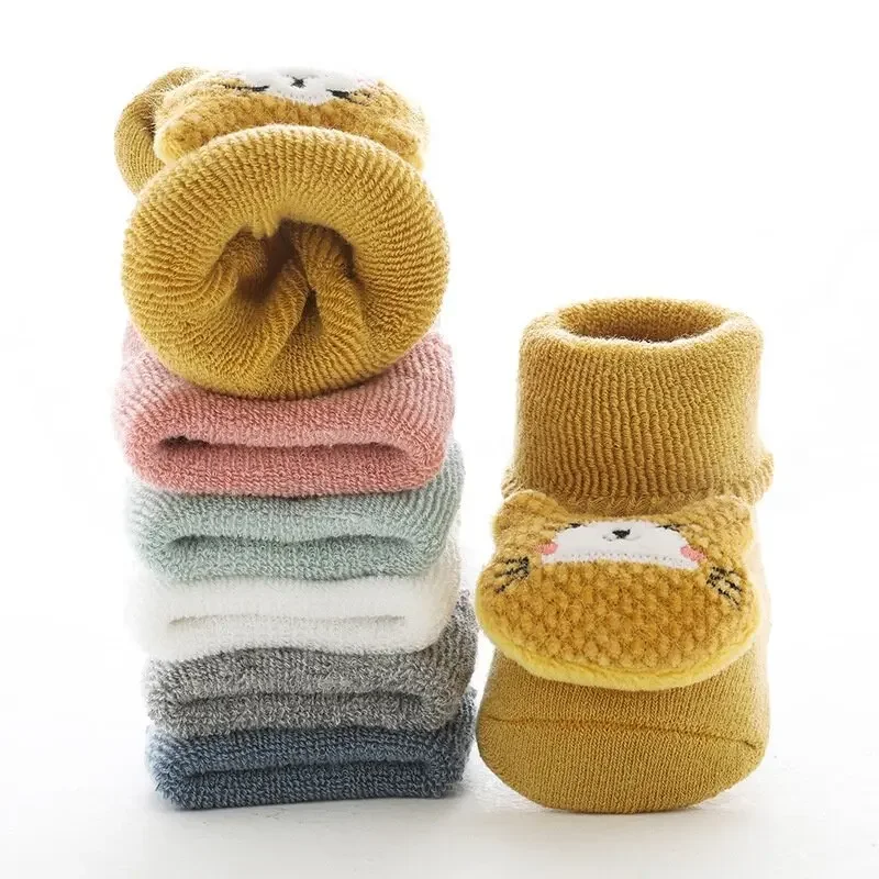 Cute Cartoon Baby Girl Boys Socks Non-Slip Soft Warm Winter Autumn Rabbit Bear Toddler Indoor Floor Socks for Kids 1-3 Years Old