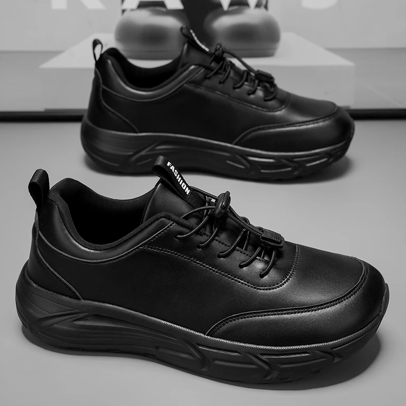 

Men's Casual Shoes, New Autumn and Winter Waterproof Leather Shoes, Wide Toe Shoes, Extra Wide for Wide Feet, Black Leather Shoe