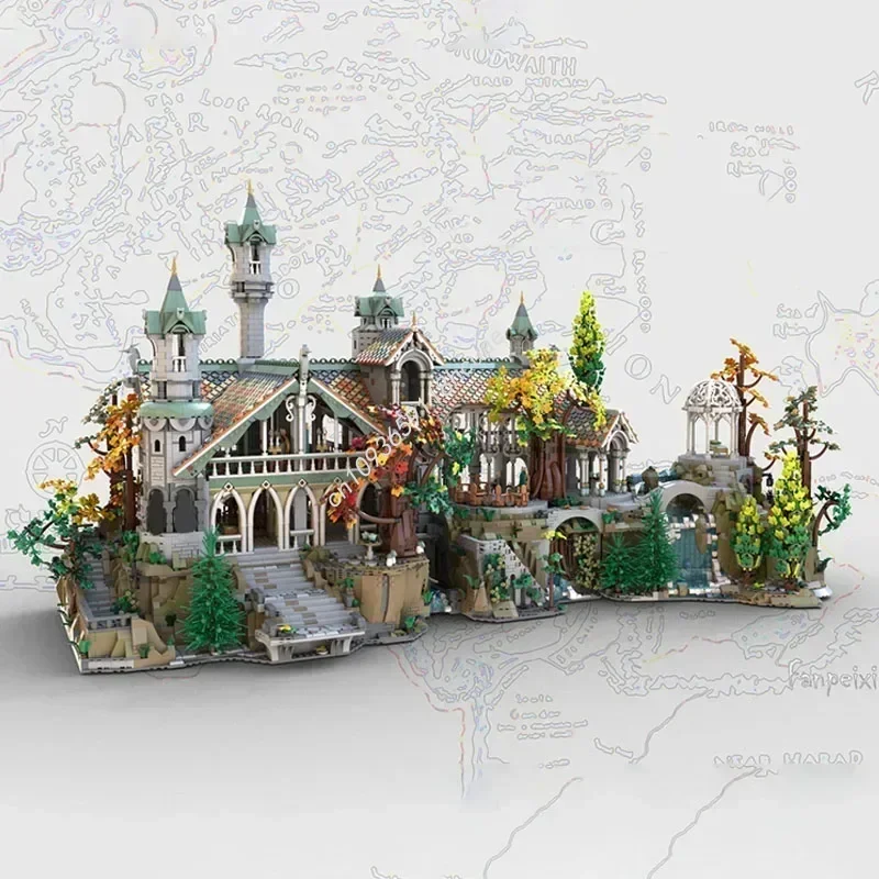 Rivendell Uitbreiding Huis En Bergbasis Architectuur Moc Bouwstenen Model Assemblage Speelgoed Kinderen Festival Kerstcadeaus