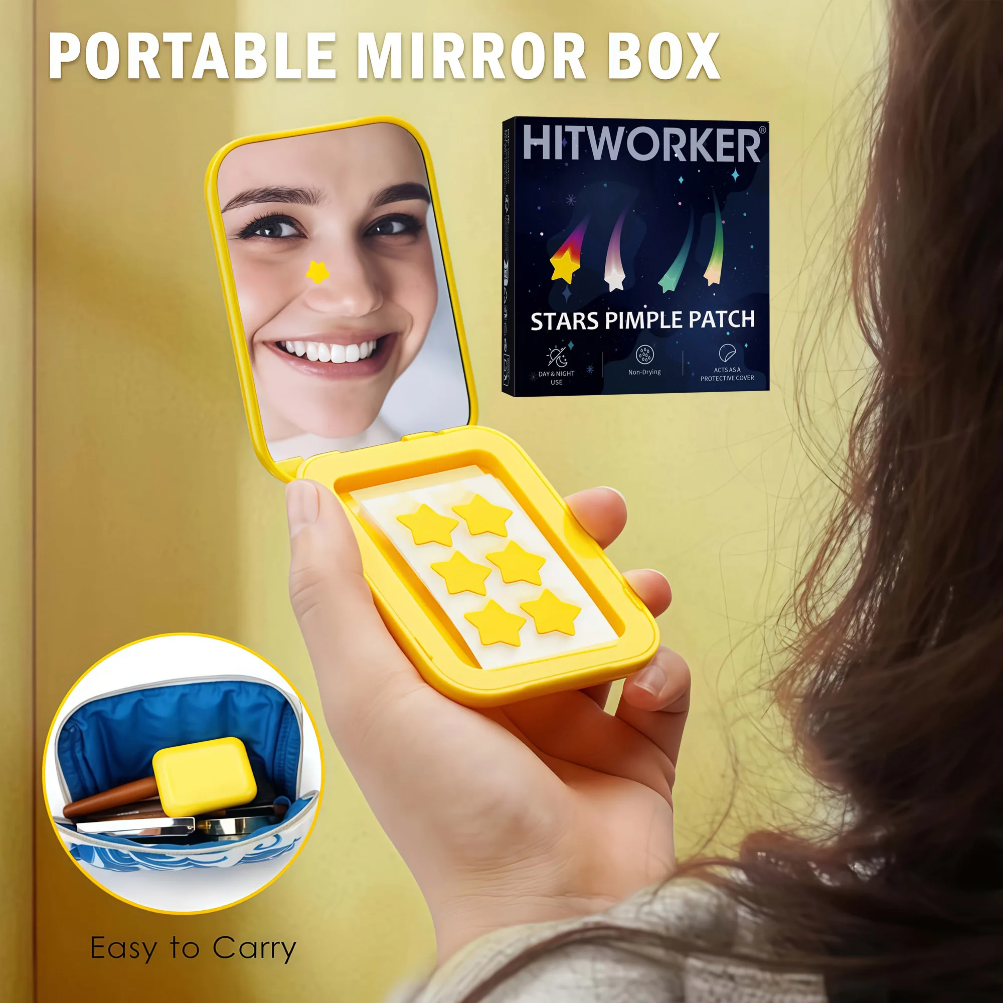 Patchs hydrocolloïdes imperméables pour l'acné, miroir Invisible 2 en 1 pour le nettoyage et le soin du visage, outil d'essence adapté à tous les Types de peau