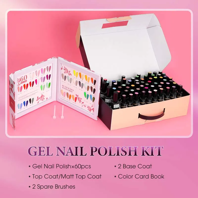 Rosalind Gel Nagellakset 60 Kleuren Semi-Permanente UV-Gellak Met Kleuren Kaartboek Doorweekt Nagellakken Basislaag