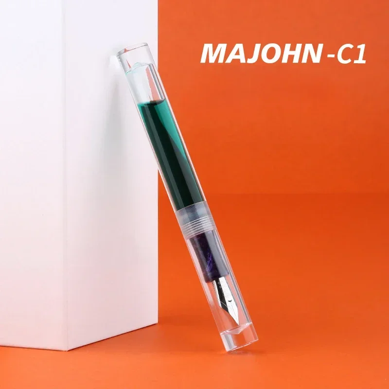 Majohn C1 Fountain pen Transparent and leak proof large capacity pen holder F Nib Ink pen Office Supplies Back To School Writing