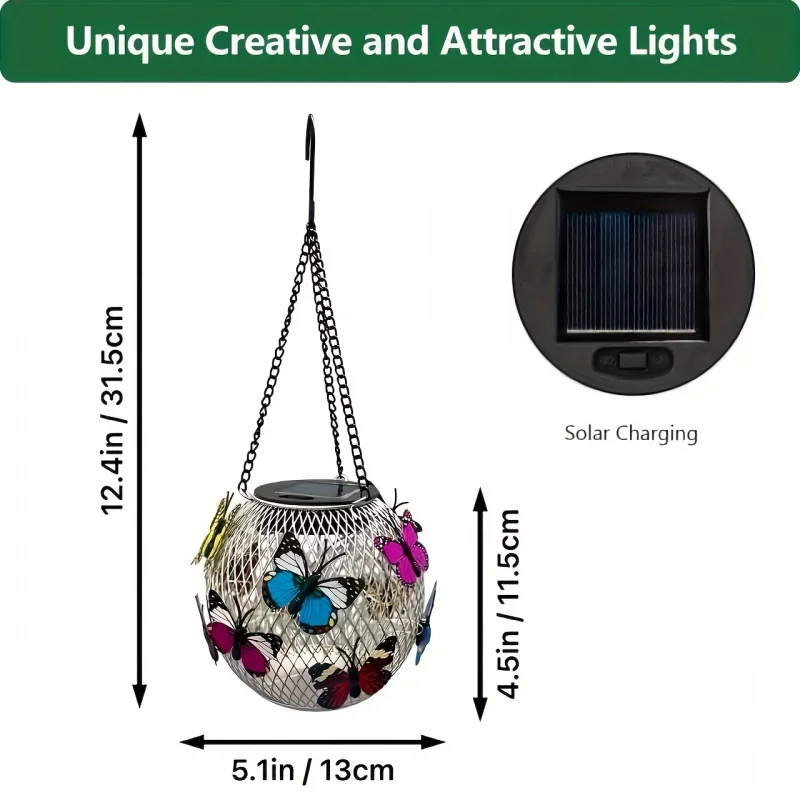 Solar butterfly hanging light outdoor waterproof garden landscape light garden lawn villa decorative light view 5