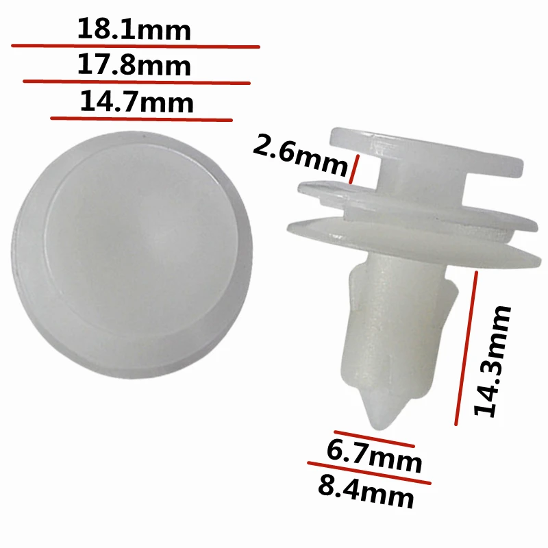 

20Pcs For 8.4mm Hole Auto Door Trim Panel Retainer Fasteners Clips Car Rivet Fastener Clip 6505539-AA 6505539AA D123