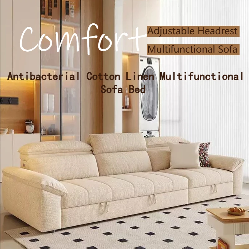 

Cotton Linen Sofa Office Storage Lounge Multifunctional Sofa Bed For 2 Person Pull Out Folding Full Size Frame Couch Furniture