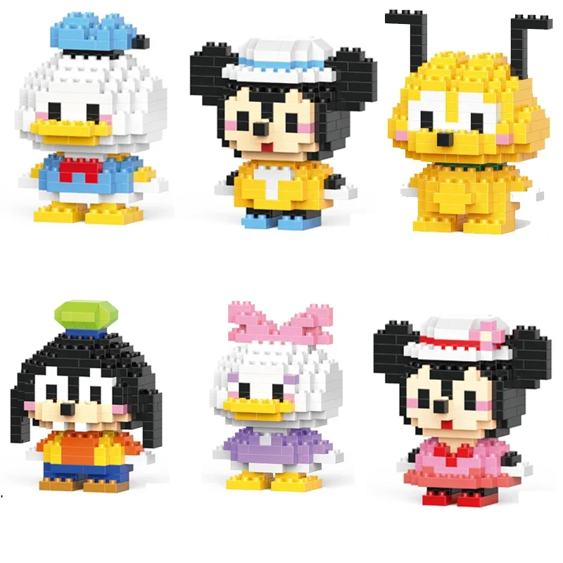 Stitch Mickey Mouse Winnie the Pooh Building Blocks Anime Characters Model 60 Kinds Block Dolls Toys Children Gifts