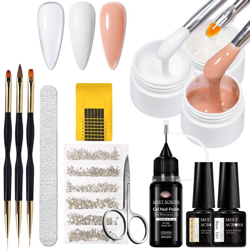 13個入り/セット クイックエクステンションネイルジェル ヌードホワイトピンクジェルネイルポリッシュ UVセミパーマネントネイルアート マニキュアツール用