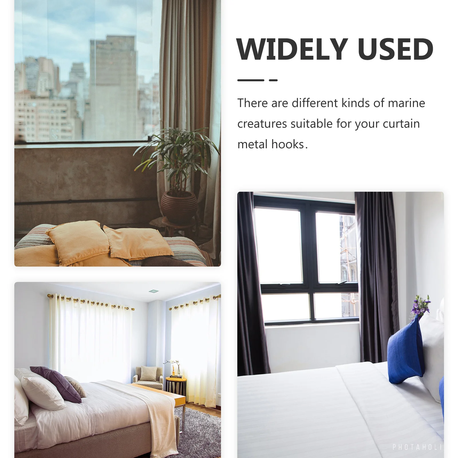 

12Pcs Shower Curtain Rings Rust Proof Stainless Themed Hooks Bathroom Curtain Hangers Seahorse Seashell Design