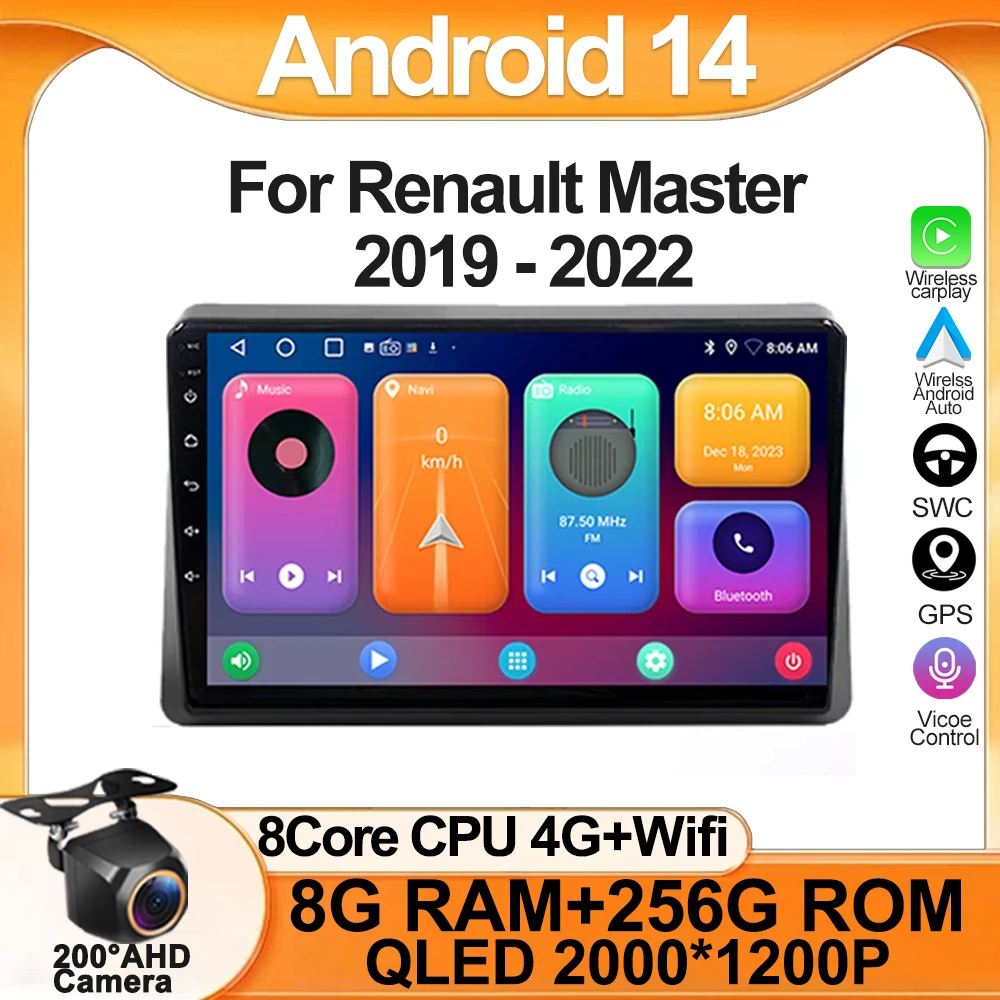 

Car Radio Carplay For Renault Master 2019 - 2022 Navigation GPS Android Auto Stereo Multimedia Player 5G Wifi Video No 2din DVD