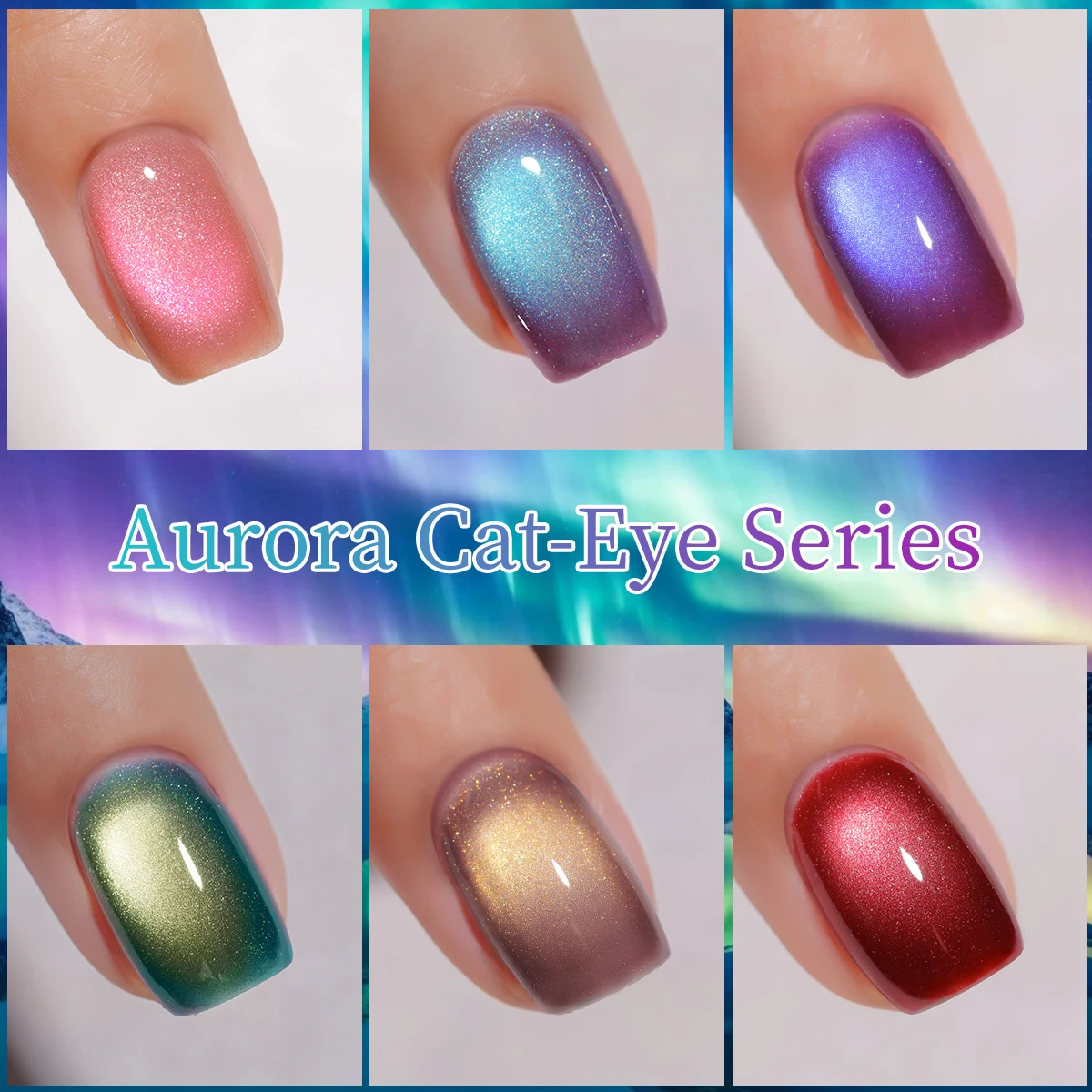 1 PC Aurora Cat Eye15ml เจลเล็บ Glitter เล็บ Polish Soak Off UV เคลือบเงาเล็บสําหรับเล็บ DIY