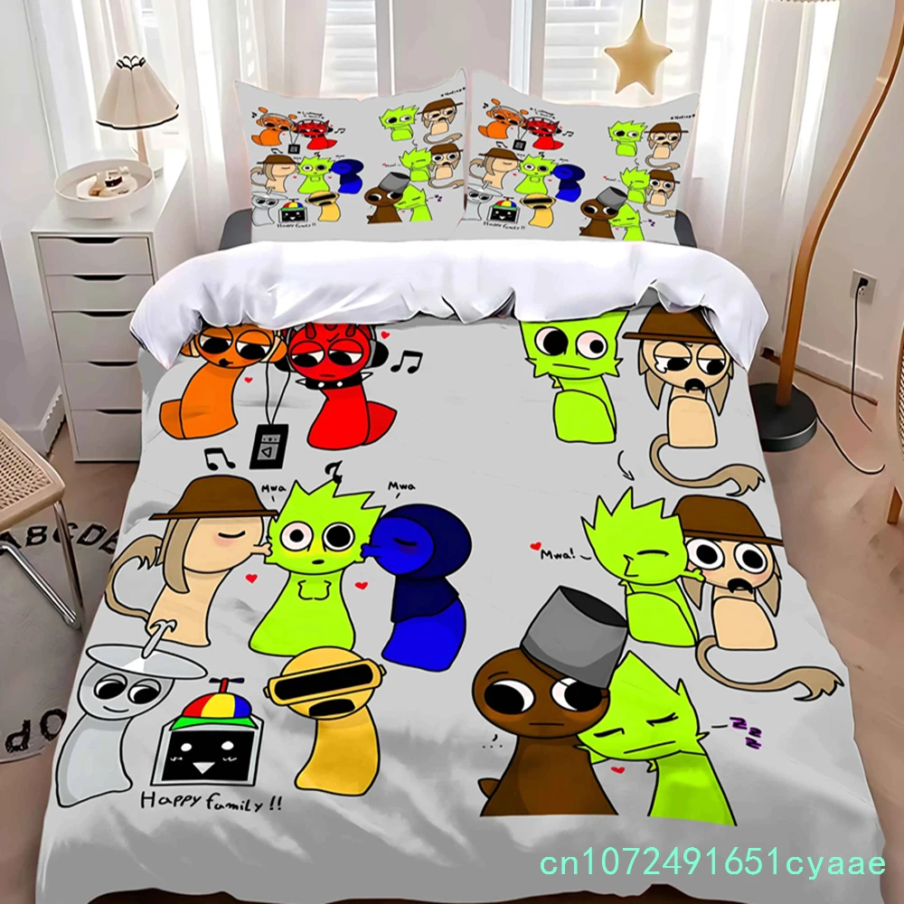 S-Sprunkis Duvet Cover Pillowcase Bedding Set Adult Boy Girl Bedroom Decoration Children Gift Single Double Large Size
