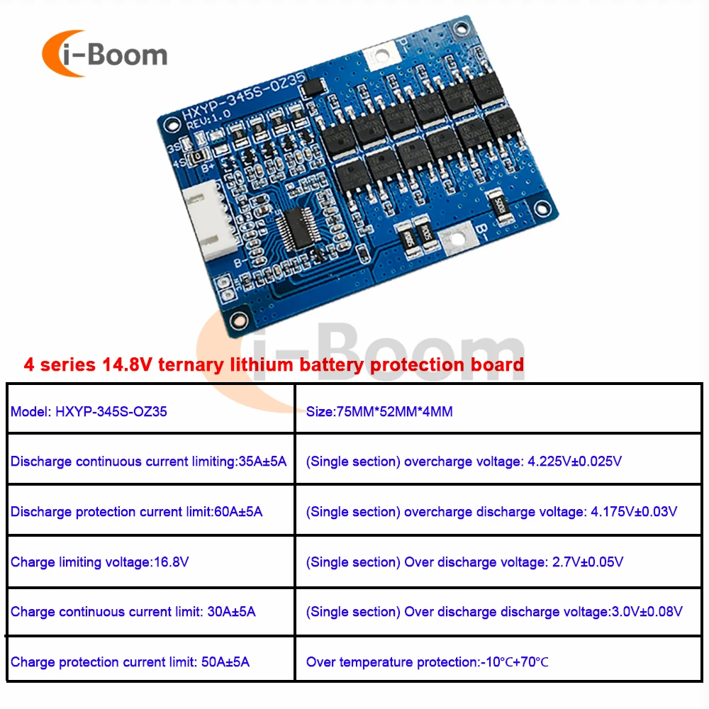 18650 scheda di protezione della batteria al litio 3S 4S 5S 12.6V 16.8V 21V con funzione di bilanciamento controllo della temperatura 35A