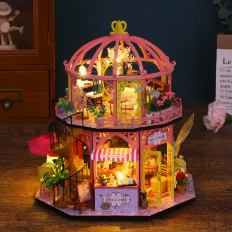 DIY Wooden Toy Cottage Model Kit Art House Inspired Design for Ages 14+ Color Box Packaging 3d Wooden Puzzle