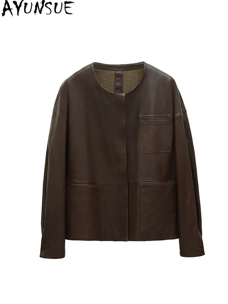 AYUNSUE Real Leather Jacket Women Natural GoatskinWomens Coats Spring Autumn Clothes Vintage 2026 New Style Jaqueta De Couro