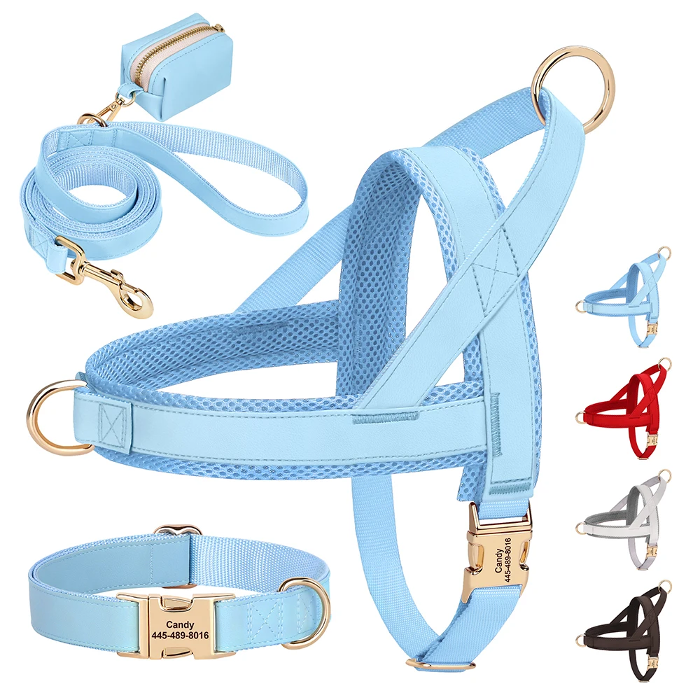 

4 шт./лот, ошейник для собак, поводок, сумка, набор, ошейники для собак на заказ, бесплатная гравировка, пряжка для домашних животных, ожерелье, жгут, веревка, мешки для мусора для собак