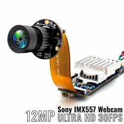 WGWK 4K 12MP 30FPS IP Camera Board Module IMX557 CMOS Webcam High Quality 3.6mm M12 Mount Lens For Mini CCTV Industrial Camera