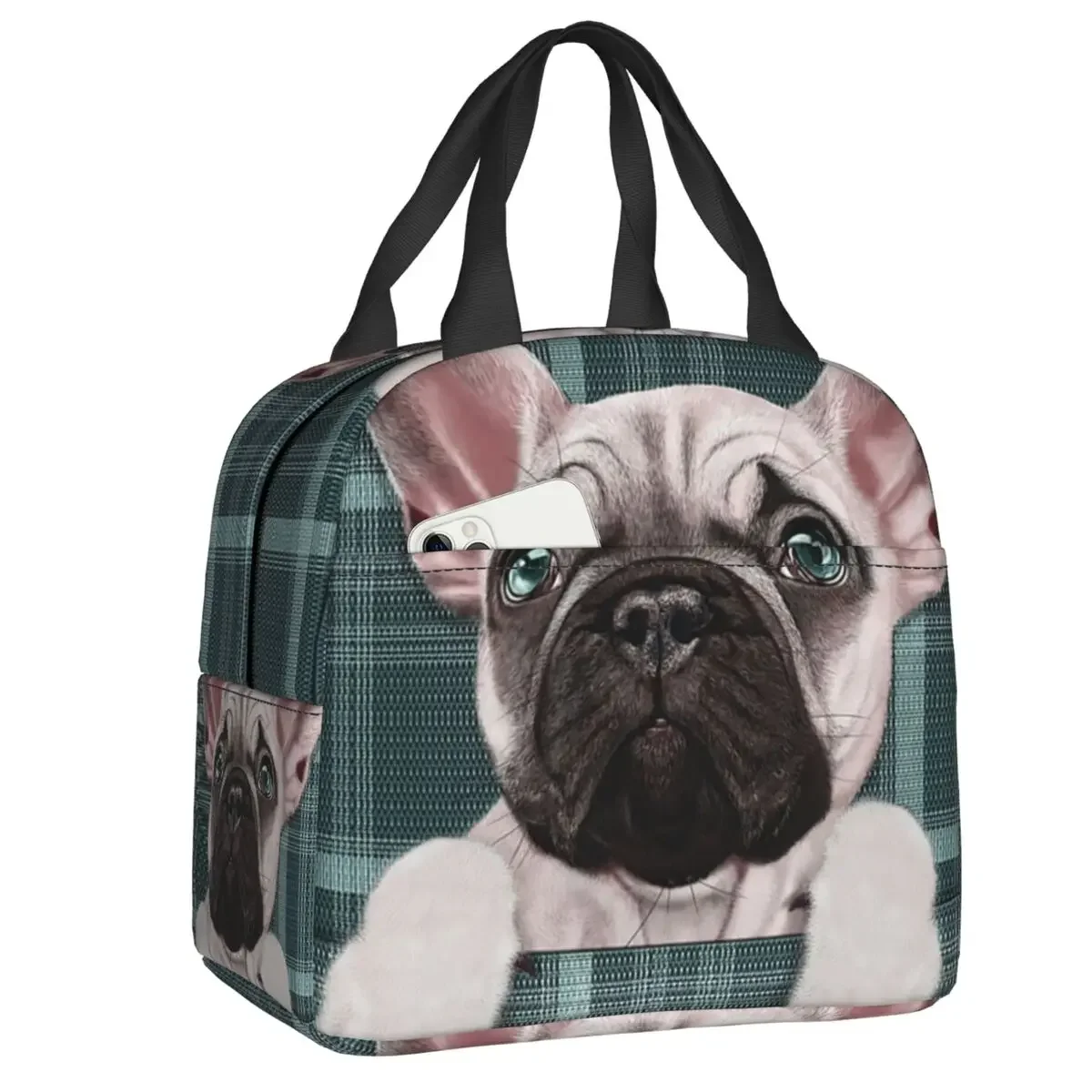 French Bulldog Resuable Lunch Box Women Leakproof Pet Dog Cooler Thermal Food Insulated Lunch Bag School Children Student
