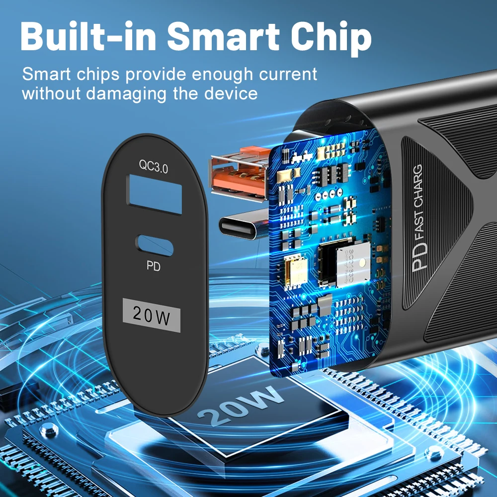 65W Multi Port USB C Fast Charging Wall Charger PD QC Quick Charge Adapter EU US UK Universal Plug for iPhone Samsung Xiaomi