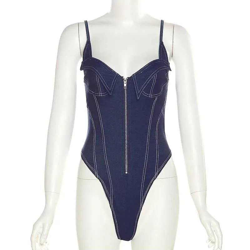 Damskie kombinezony jeansowe obcisłe sportowe body z dekoltem O-neck seksowne topy na ramiączkach w stylu amerykańskim bez rękawów obcisłe ubrania dla kobiet rampersy