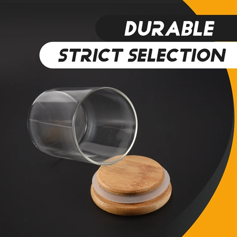 10Pcs Bamboo Wood Lid Glass Jar Airtight Canister Kitchen Storage Bottles Jars Food Container Tea Coffee Beans Candy Jar-A55K