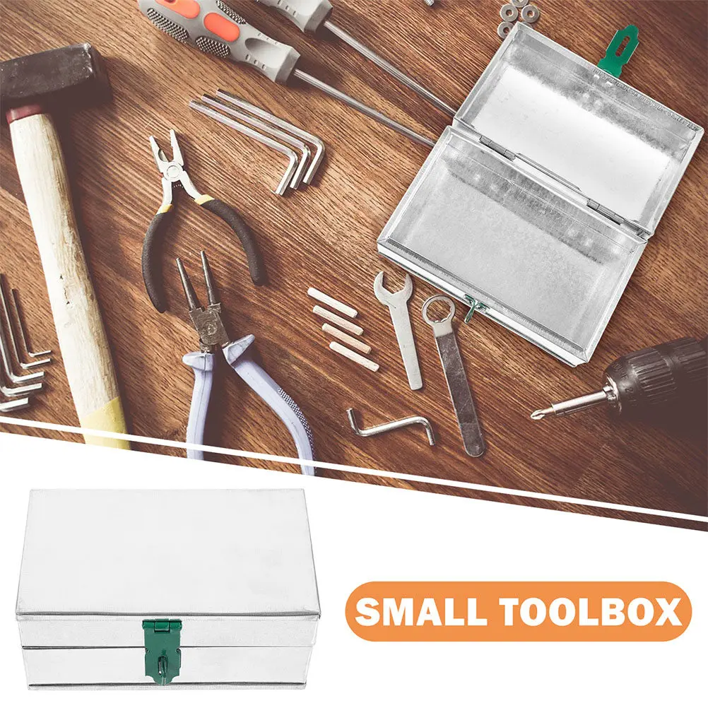 Iron Sheet Storage Box Metal Tool Case Lockable Buckle Home Garage Mechanics Tool Storage Organizer Carrier Box