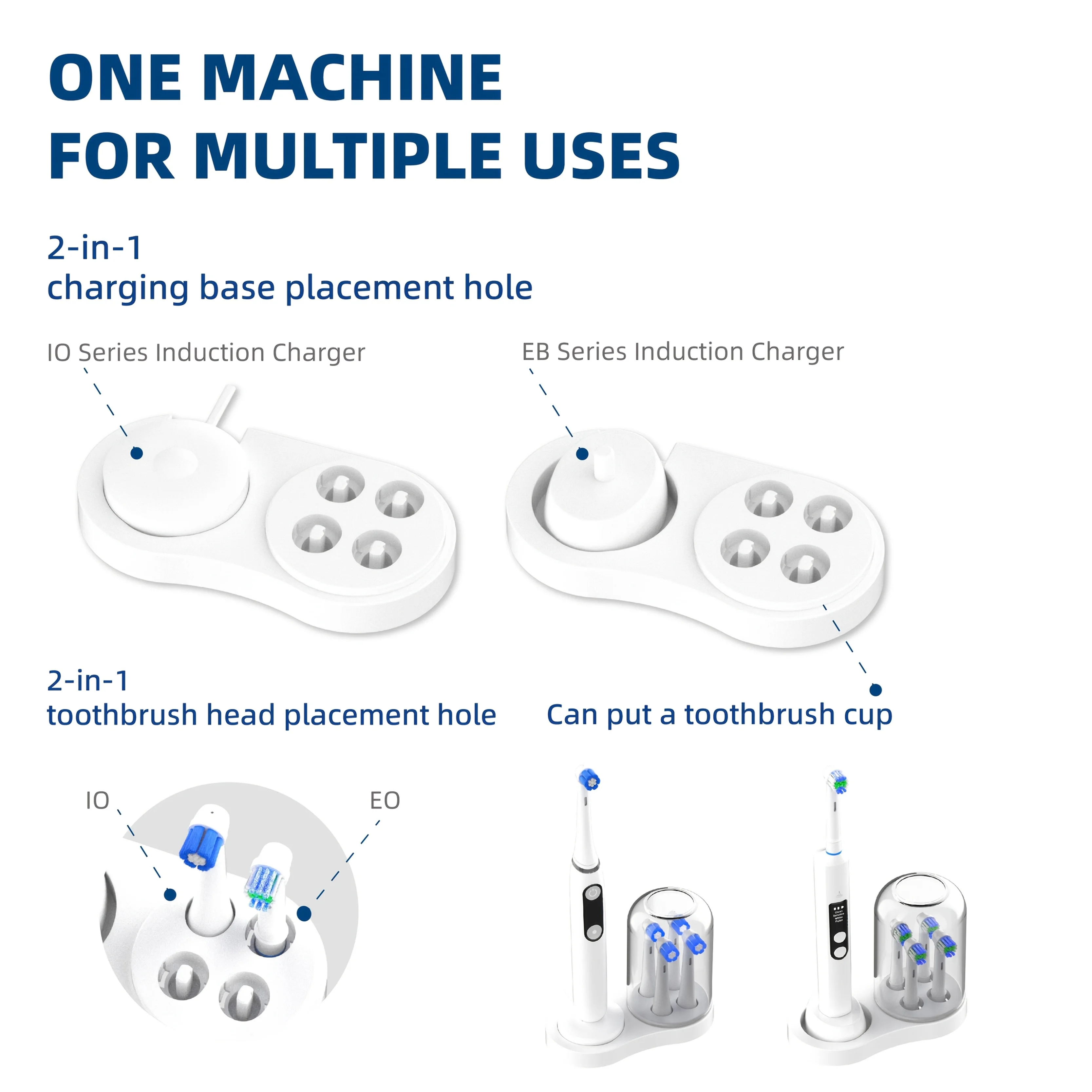 1pc-suporte de escova de dentes elétrica, para série io/eb, carregador de indução da série io/eb, colocação da cabeça da escova da série io/eb universal