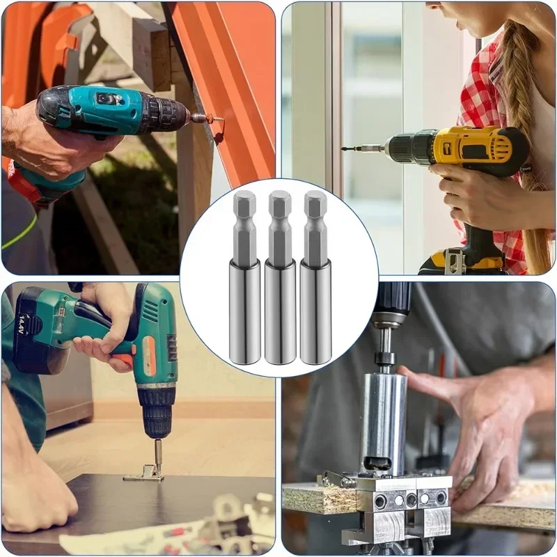 Hexagonal Magnetic Screwdriver Extension Handle Extended Connecting Rods Steel Carbon Screwdrivers Bit Holder Woodworking Tools