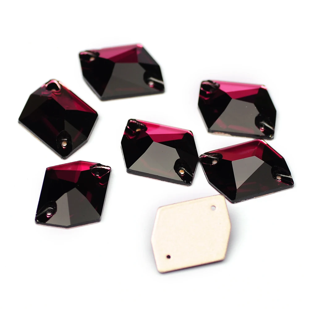 Hochwertige Glasform Rivoli Drop Cosmic Amethyst Nähsteine Flache Rückseite Aufnähbare Strasssteine für Kleidung, Taschen und Accessoires – Detail 2
