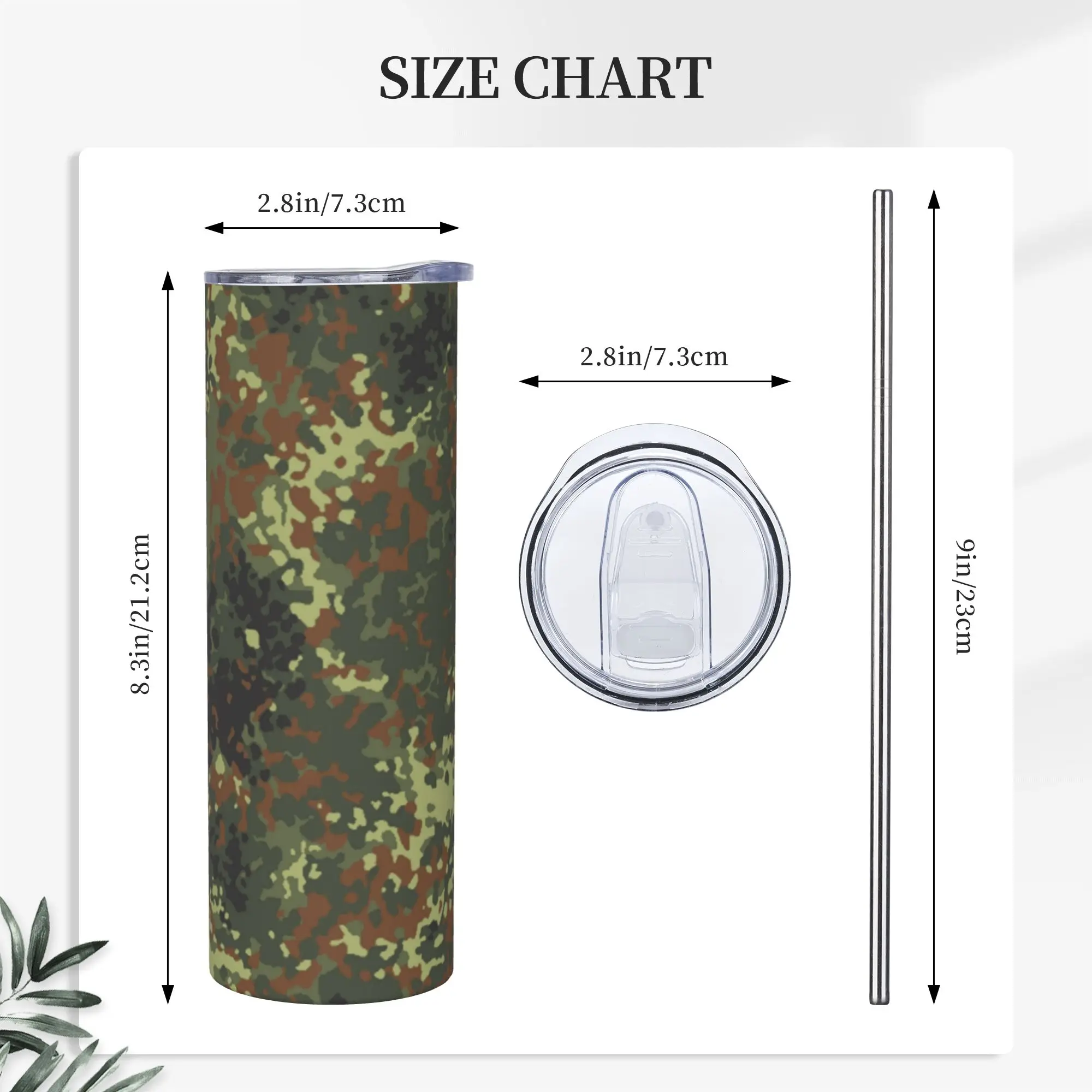 Flecktarn Camo Tumbler Vacuum Insulated Thermal Mug 20oz Double Wall Spill Proof Tags Coffee Cups With Lid Straw Water Bottle - view 4