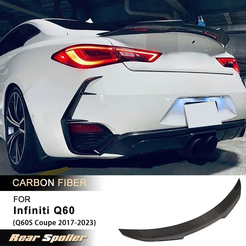 

Car Rear Trunk Spoiler Wings for Infiniti Q60 Q60S Coupe 2017-2023 Racing Rear Spoiler Boot Wing Lip Body Kit Full Carbon Fiber