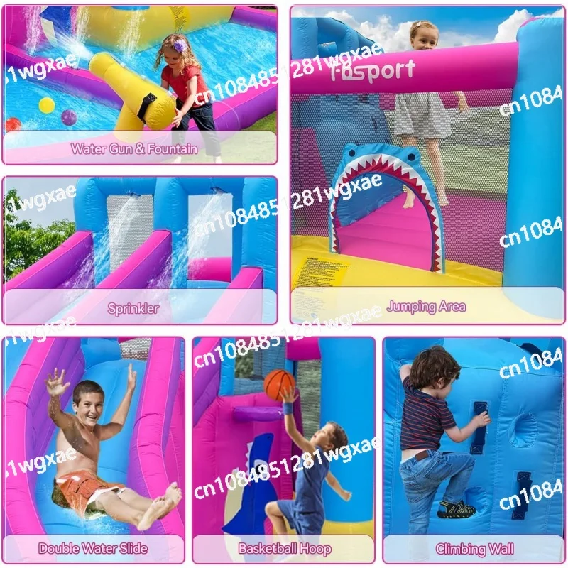 Dmuchany park wodny Bounce House, podwójna ściana bramkarza do wspinaczki, dmuchany zamek z dmuchawą powietrza o mocy 550 W