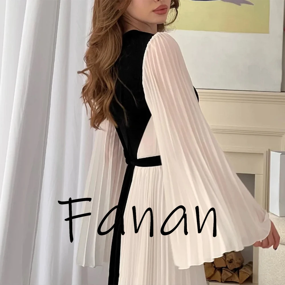 Customized Yipeisha Fashion Crew Neck Jersey Evening Dresses Long A-Line Long See-Through Chiffon Sleeve Formal Prom Party Gown