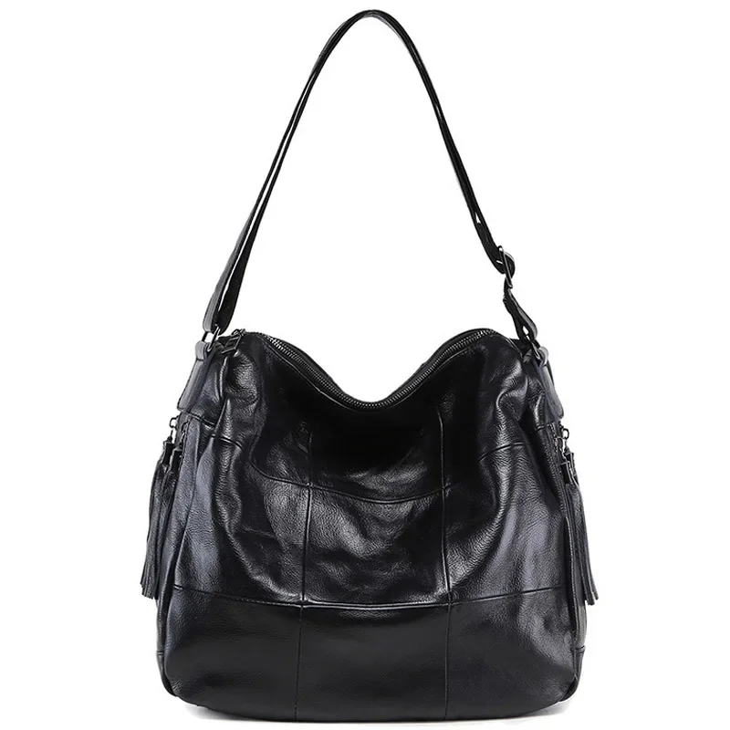 

Women Tote Bags with Zipper Tassels Soft Genuine Leather Shoulder Bag for Woman