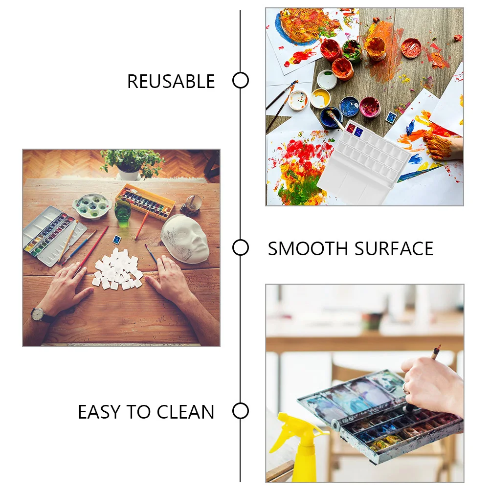 

75Pcs Watercolor Paint Pans Empty Half Pans Plastic No Burrs Excellent Texture for Long Time Use Empty Watercolor Paint Pan