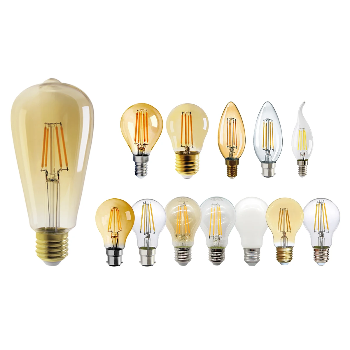 

8 шт. светодиодная лампа накаливания, винтажная ампульная лампа накаливания, Edison E27 E14 B22, ретро лампочка Эдисона AC220V A60 G45 ST64 2700K